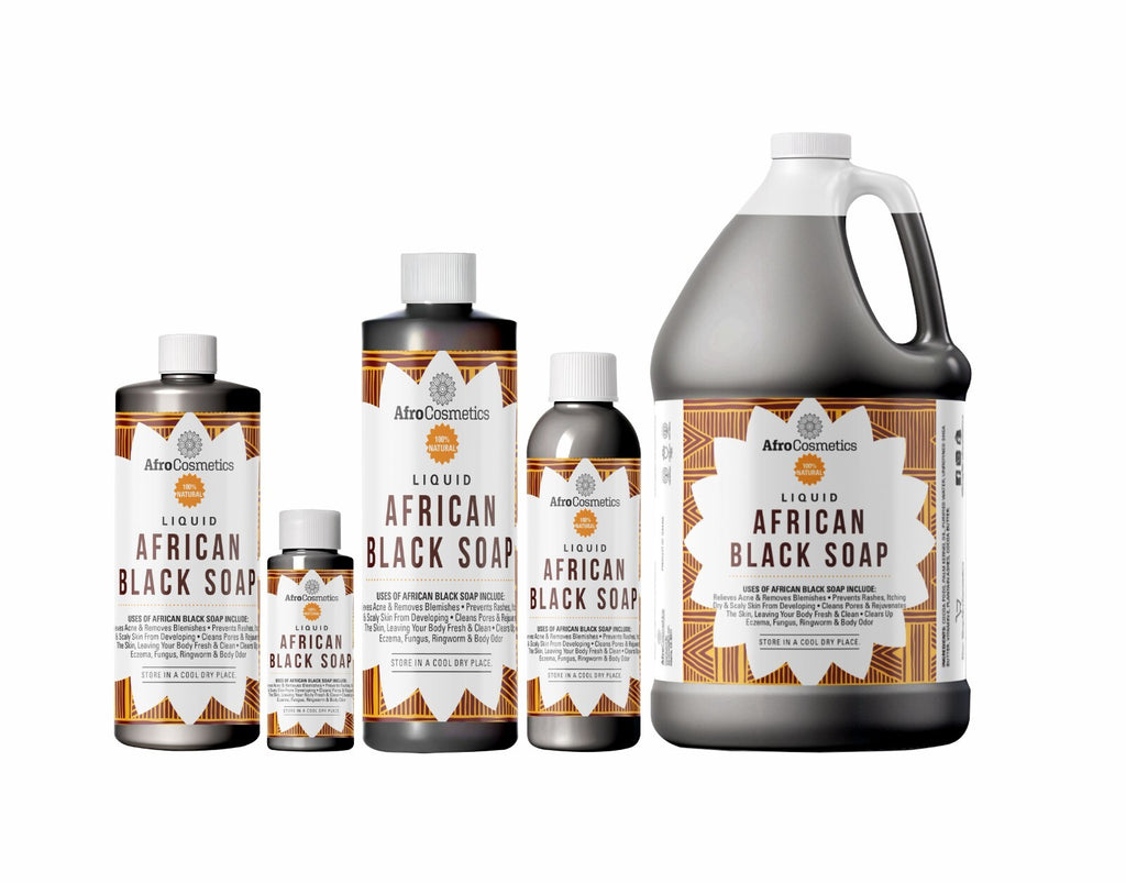 Organic African Black Soap Liquid for Body & Face - Unrefined Vegan Skin Cleanser