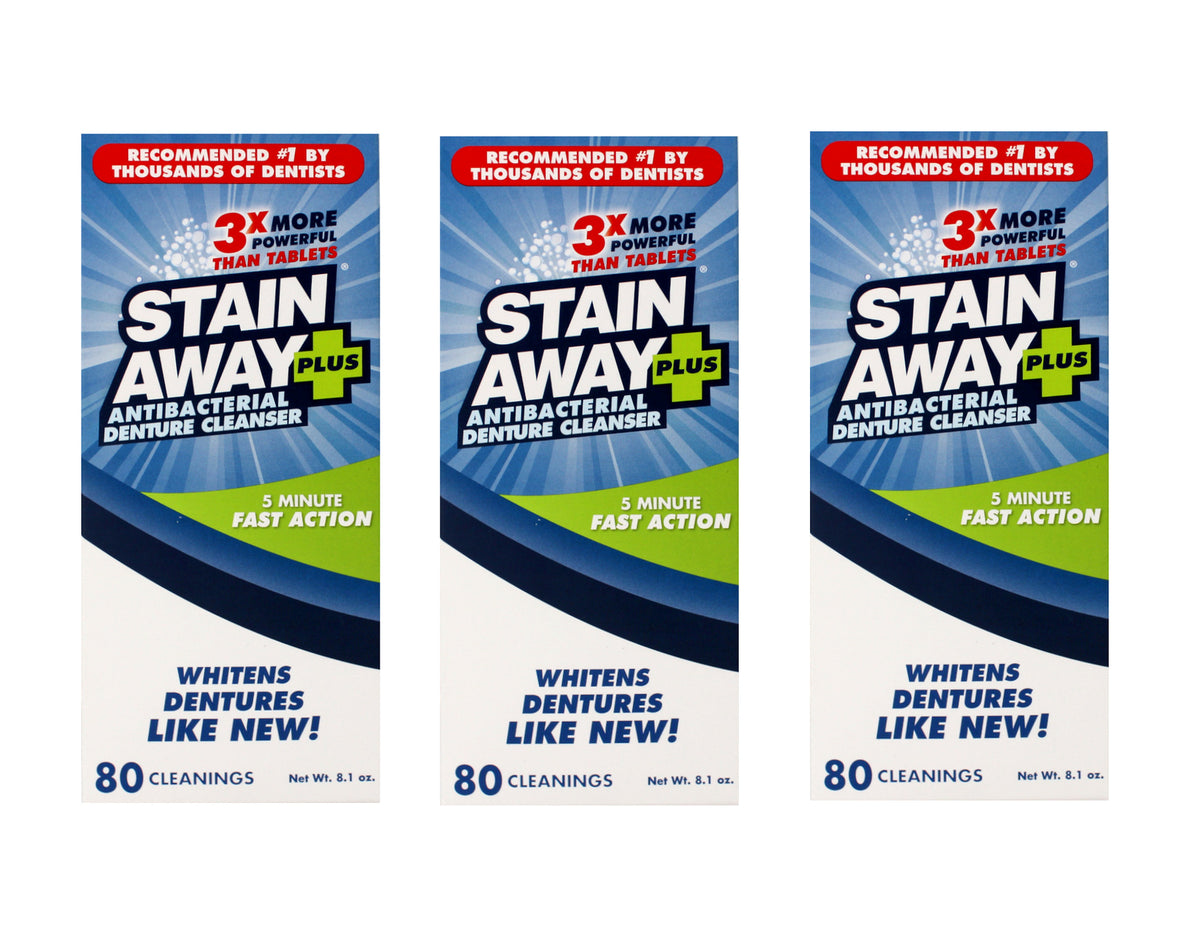 Denture Cleanser 8.1oz - Stain & Odor Removal for Full Dentures - 3 Pack