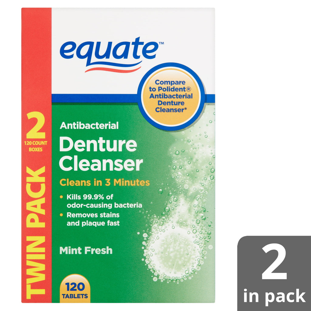 Denture Cleanser Tablets Twin Pack - Antibacterial Whitening & Odor Removal