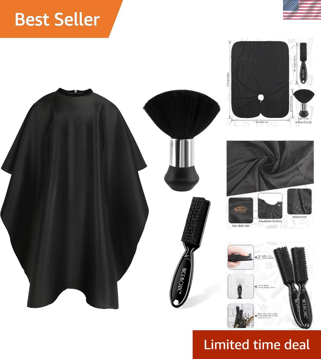 Professional Barber Cape with Waterproof Brushes Set for Hair Styling