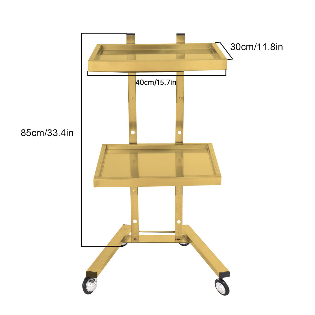 Salon Rolling Trolley Cart with Stainless Steel Frame and Lockable Wheels