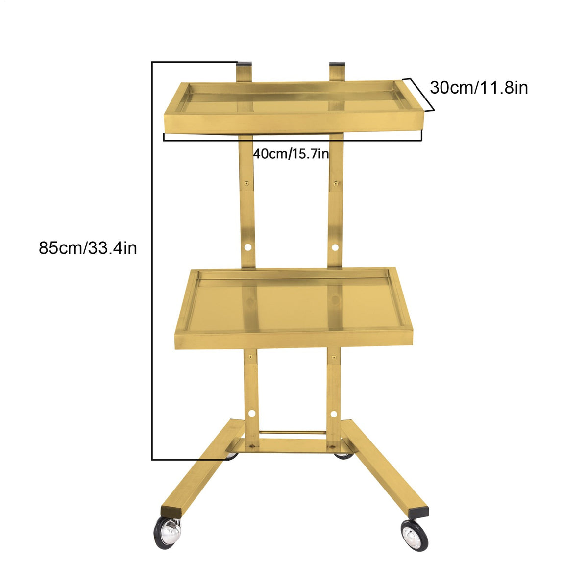Salon Rolling Trolley Cart with Stainless Steel Frame and Lockable Wheels