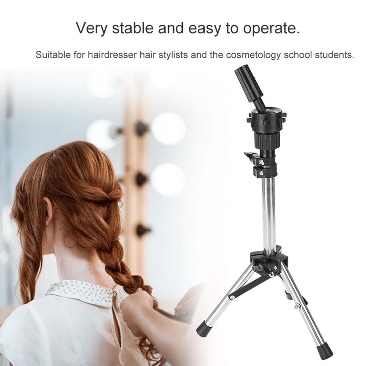 Adjustable Hairdressing Training Head Holder Tripod for Mannequin Head