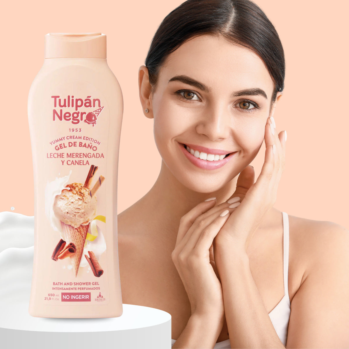 Milk & Cinnamon Shower Gel - Tulipan Negro Meringue 21.9 fl oz, Gentle Body Wash
