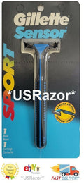 Gillette Sensor Razor Handle with 3-Blade Refill - Heavy Duty Metal