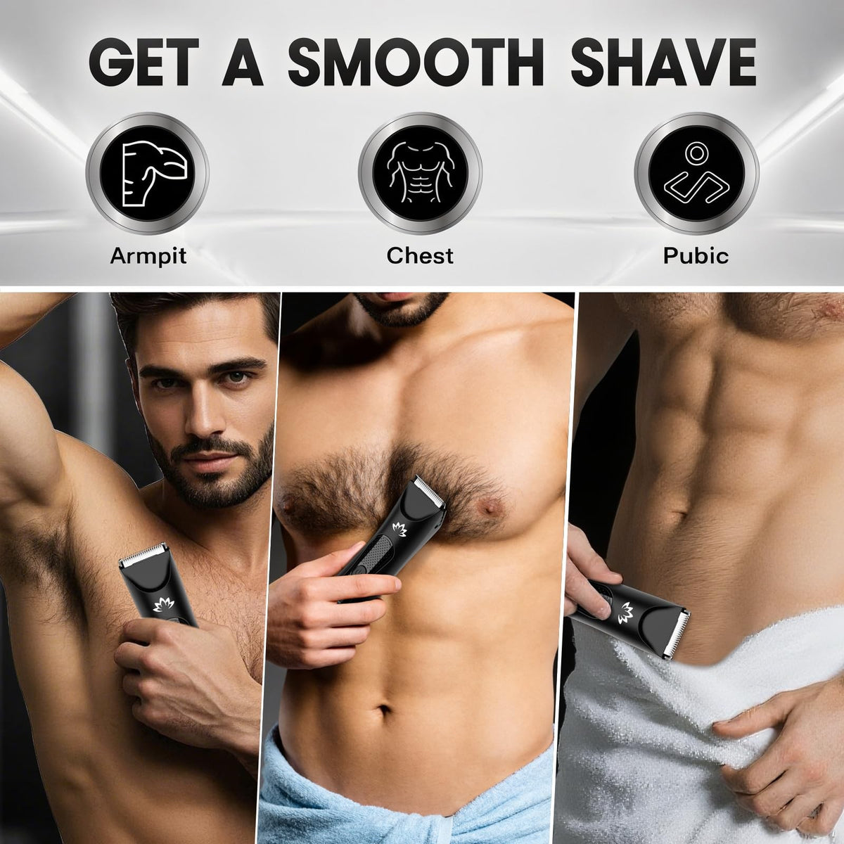 Men's Body Groomer & Ball Trimmer - Waterproof Electric Razor with LED Light