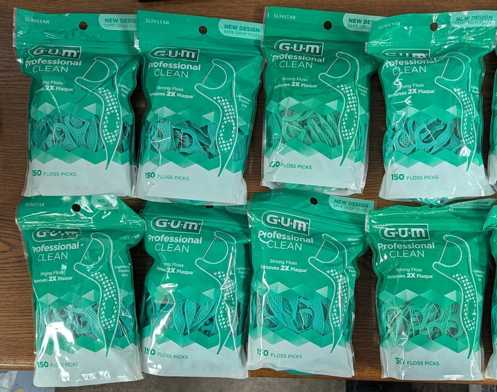 Bulk Floss Picks - Pack of 10 GUM Professional Clean 150 Count
