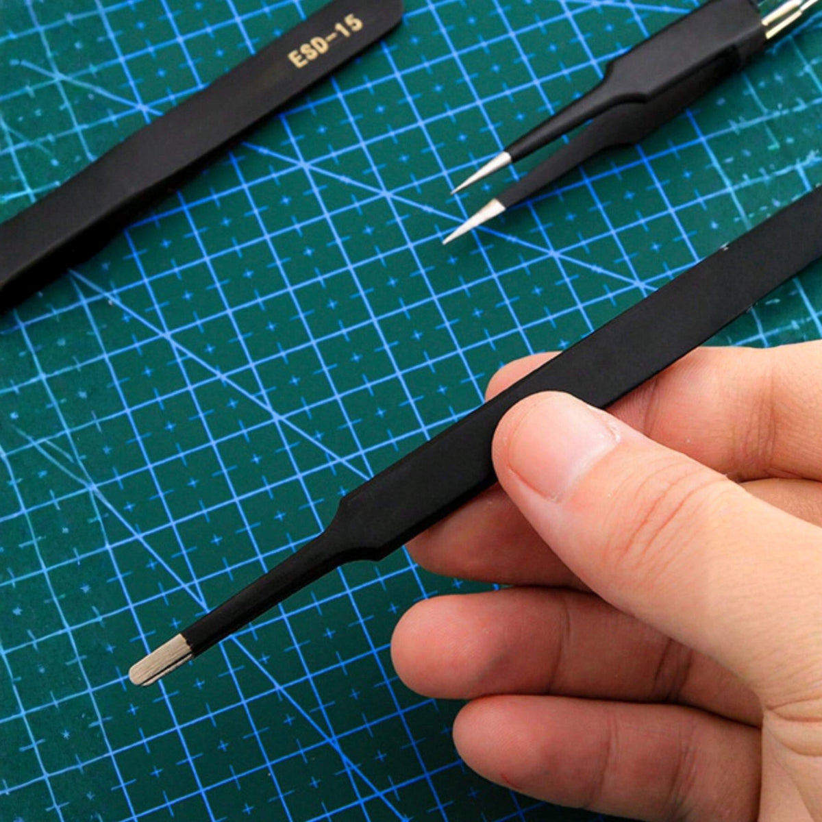 6-Piece Stainless Steel Precision Tweezers Set - Straight & Curved Tips for Craft and Beauty