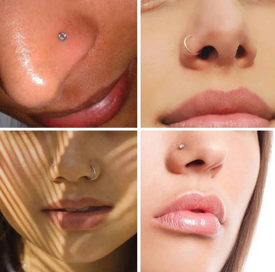 Nose Piercing Kit 7pcs - Disposable Gun & Stud Set, Stainless Steel Jewelry