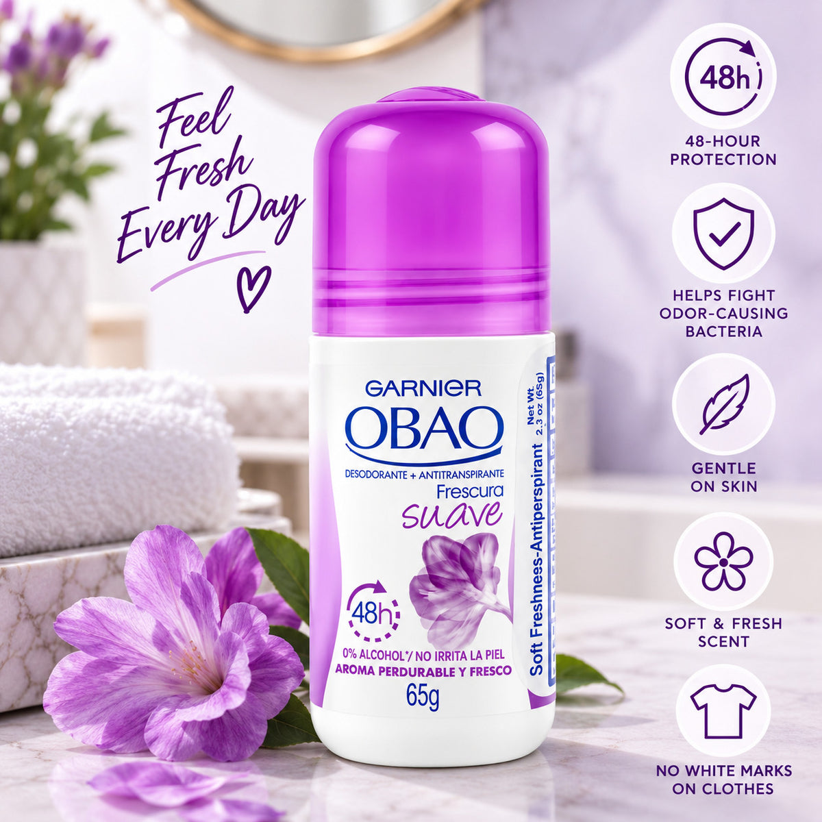 Women’s Roll-On Deodorant Pack of 3 - Fresh Scent, 2.29oz Each