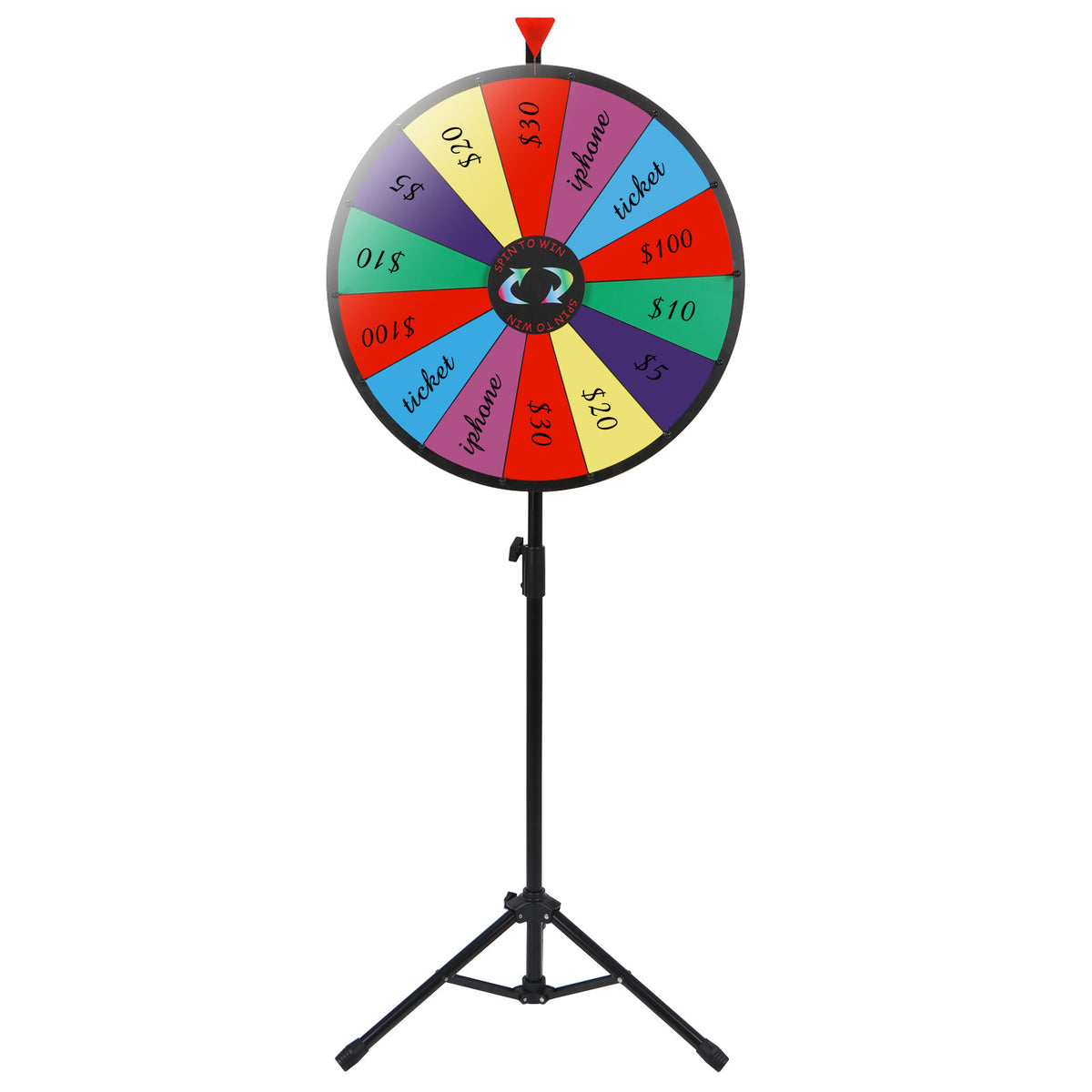 24-Inch Spinning Prize Wheel with 14 Color Slots & Adjustable Tripod Stand