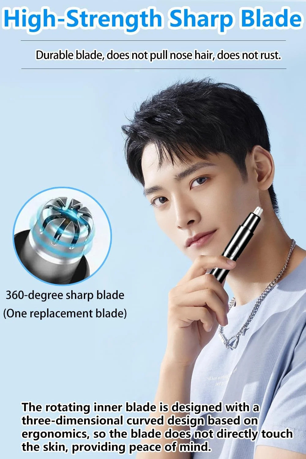 USB Rechargeable Nose & Ear Hair Trimmer - Painless, Compact, Quiet, Portable