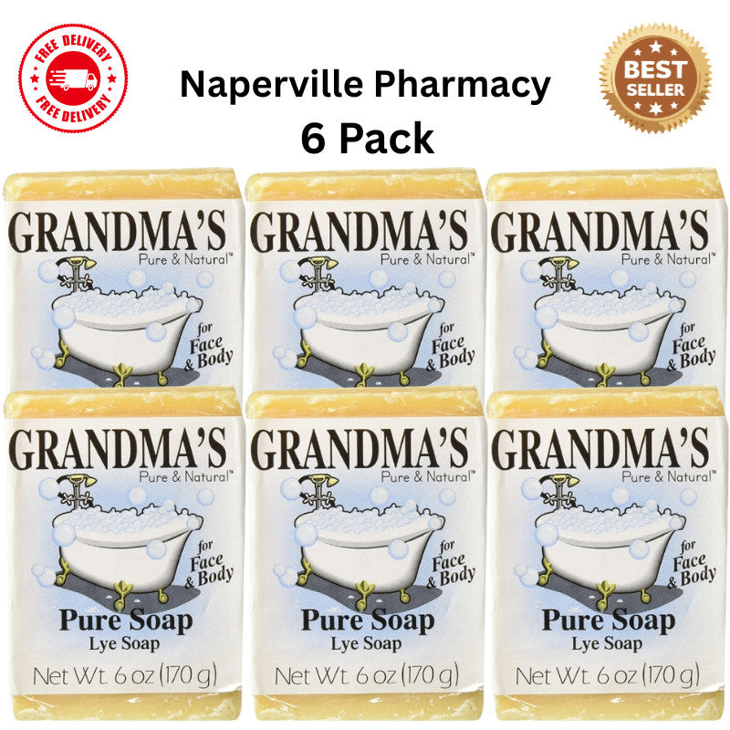 Pure & Natural Grandma's Lye Soap Bar 6oz Unscented Fresh 6 Pack
