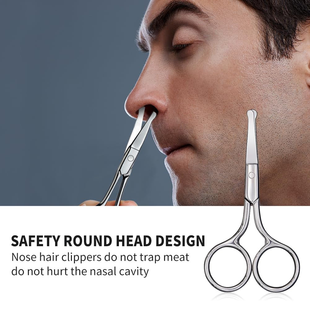 Mini Round-Tip Nose, Eyebrow & Facial Hair Scissors - Silver
