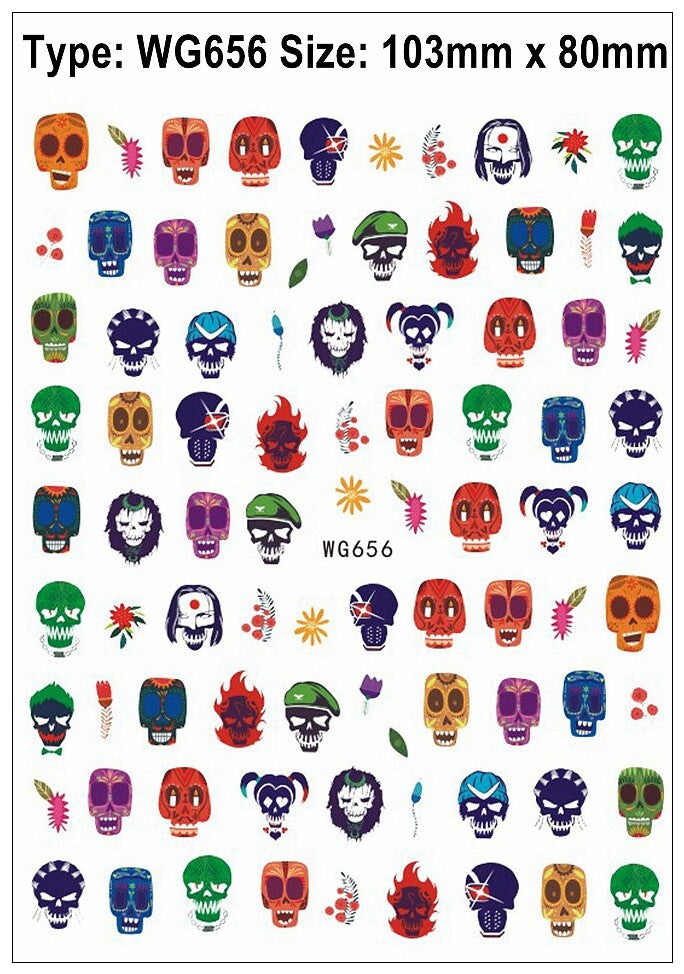 Halloween Nail Stickers - Ghost Pumpkin Skull Vampire Spider Lip Art Decals