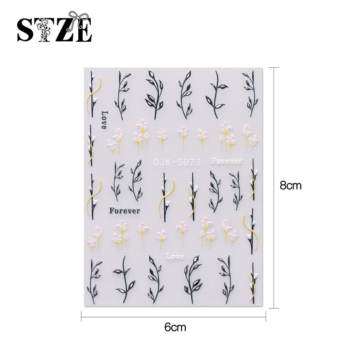 Spring Flower Nail Art Stickers Set - 6 Sheets Self-Adhesive 3D Embossed Decals
