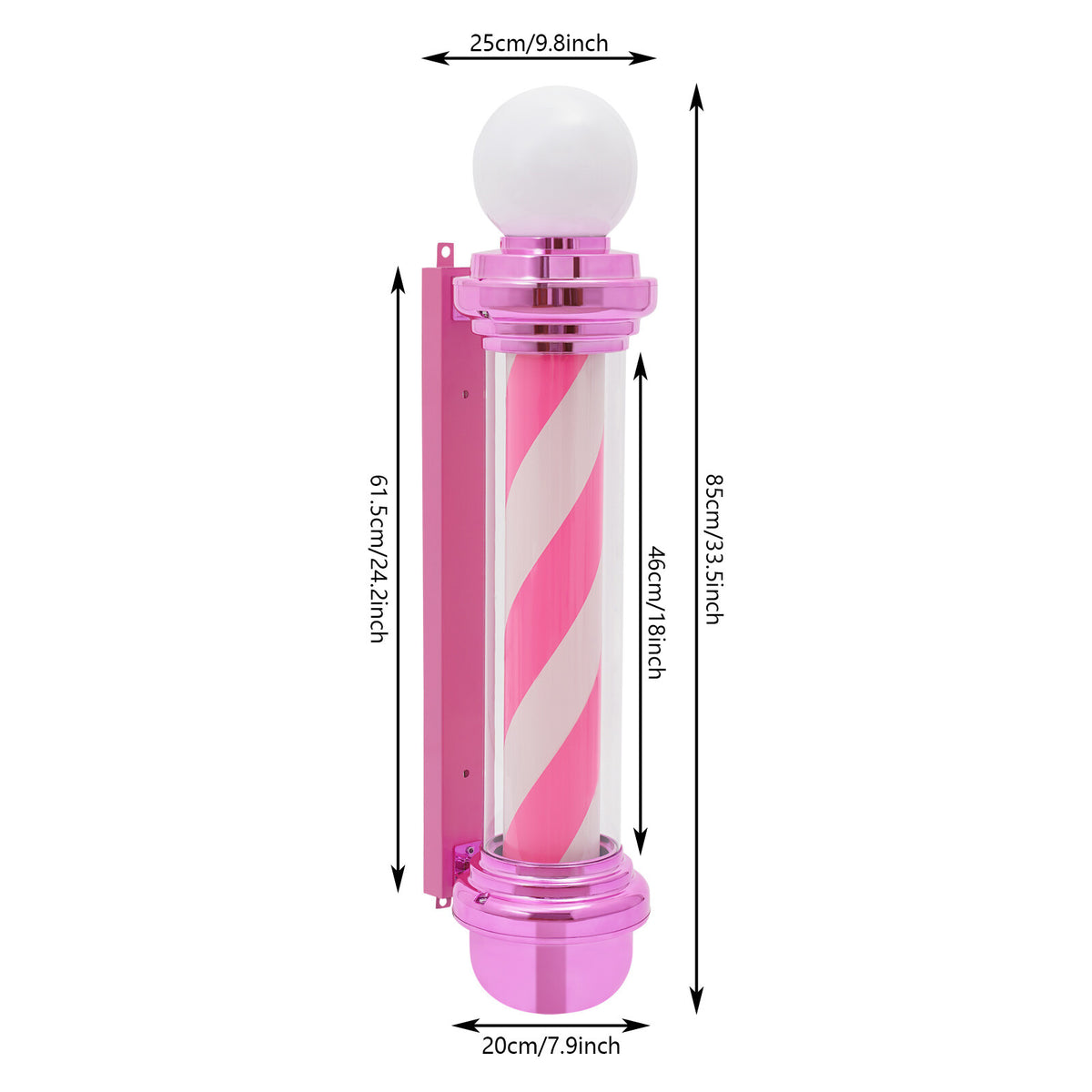 Barber Pole Light with LED Rotation for Barbershop Decoration