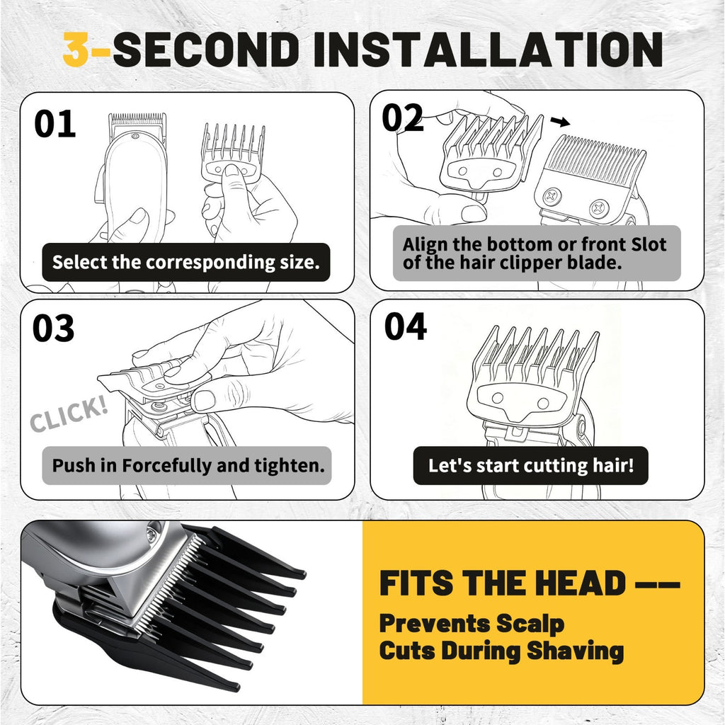 Professional Clipper Guard Set for Wahl & Most Clippers 1.5mm-4.5mm 3-Pack