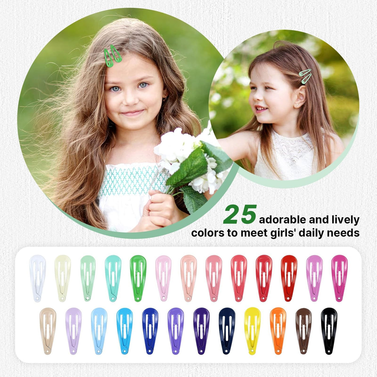 Multicolor Snap Hair Clips for Babies & Toddlers - 100 Pack, 3cm