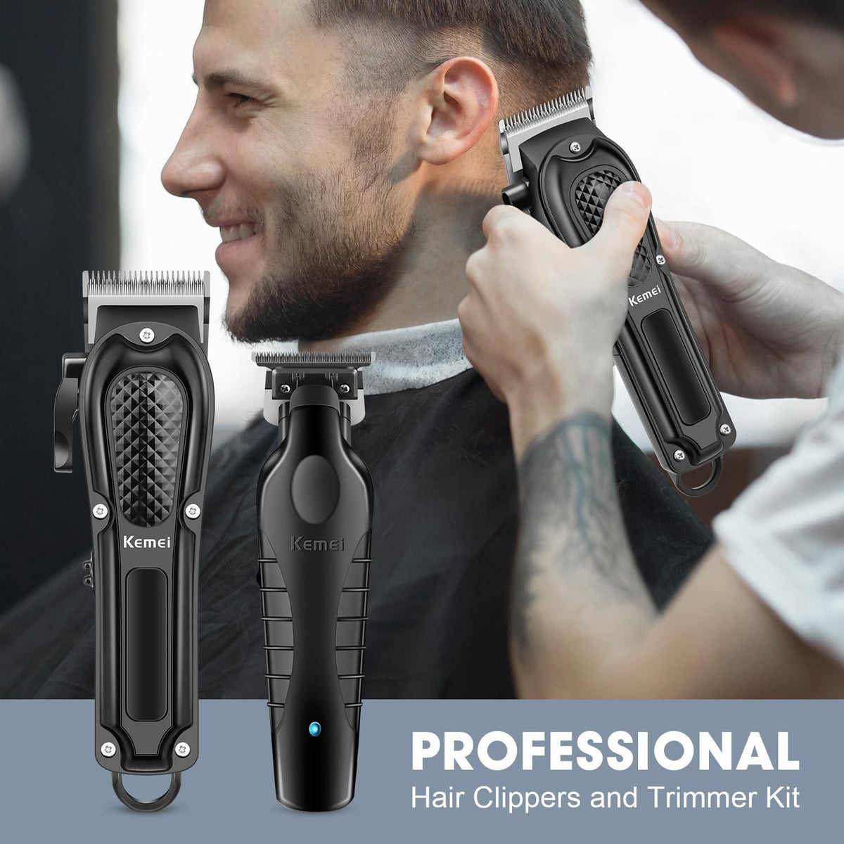 Cordless Rechargeable Hair Clippers Set for Men - Professional Barber Grooming Kit