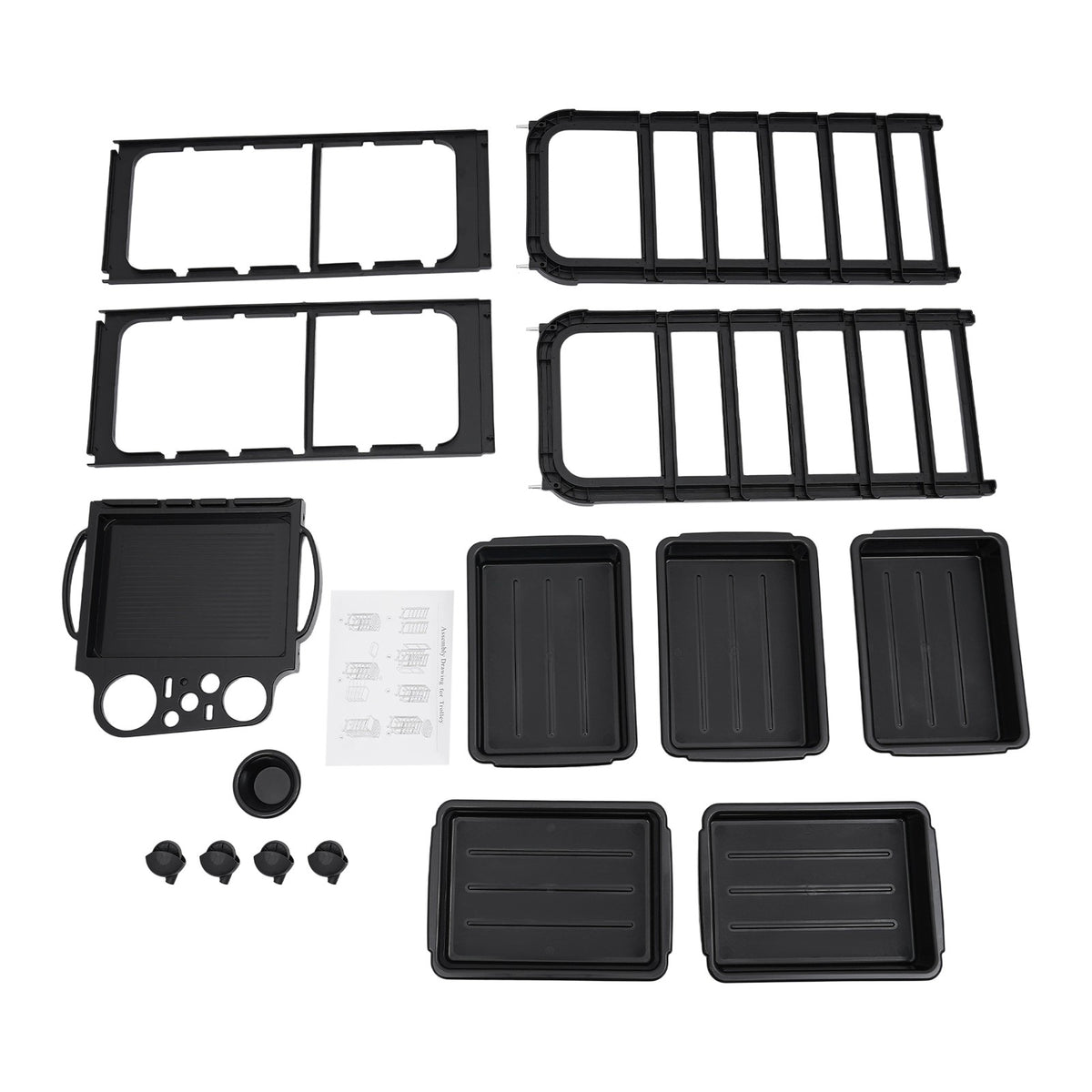 Mobile Hair Salon Trolley Cart with 5 Drawers - Black, 41x43.5x88cm