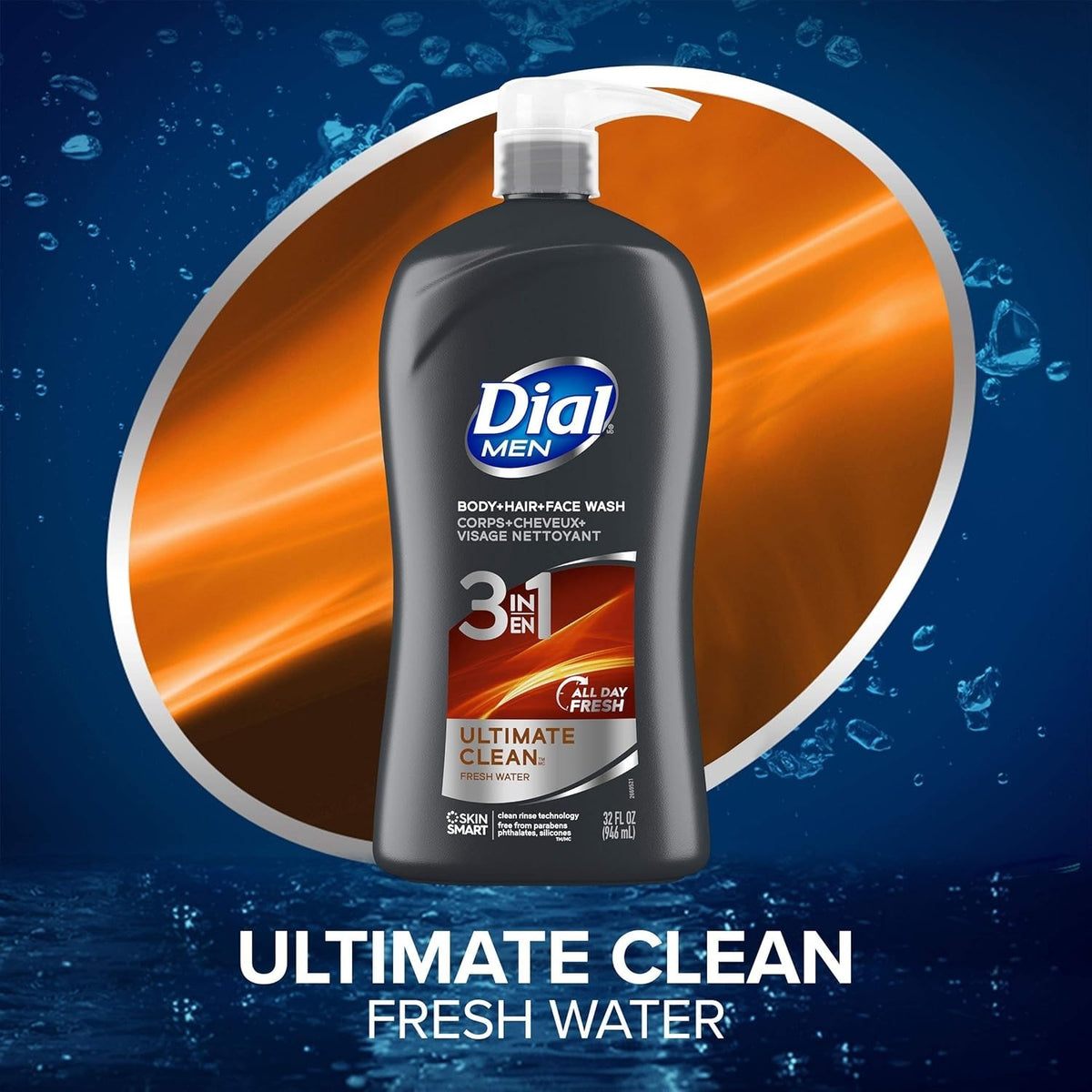 Men's 3-in-1 Body, Hair & Face Wash - Deep Clean & Hydrating 32 Fl Oz