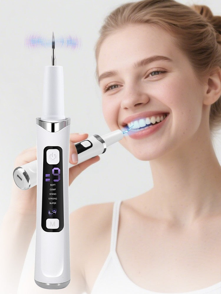 Ultrasonic Dental Tartar Plaque Remover with LED Light & Adjustable Modes