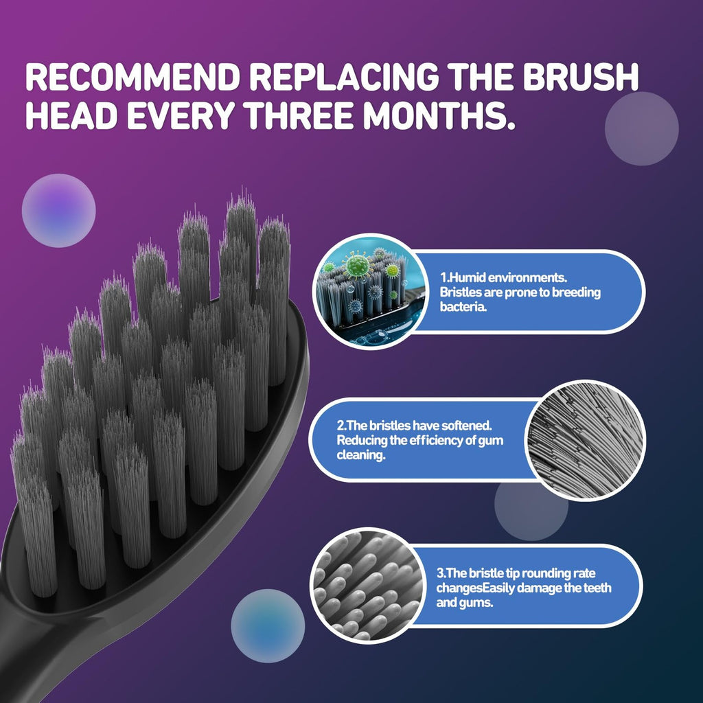 10 Pack Replacement Toothbrush Heads for Burst Electric Toothbrush - Black