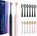 Electric Toothbrush Set with 12 Replacement Heads, 5 Modes, 2 Pack