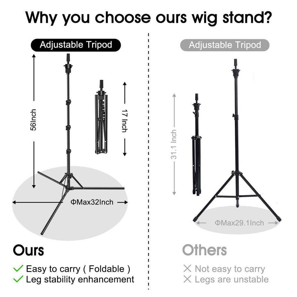 Adjustable Folding Mannequin Head Stand for Wig Styling and Salon Training