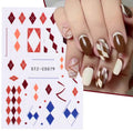 3D Geometric Nail Stickers with Gold Lines for Manicure - Shiny & Easy to Apply