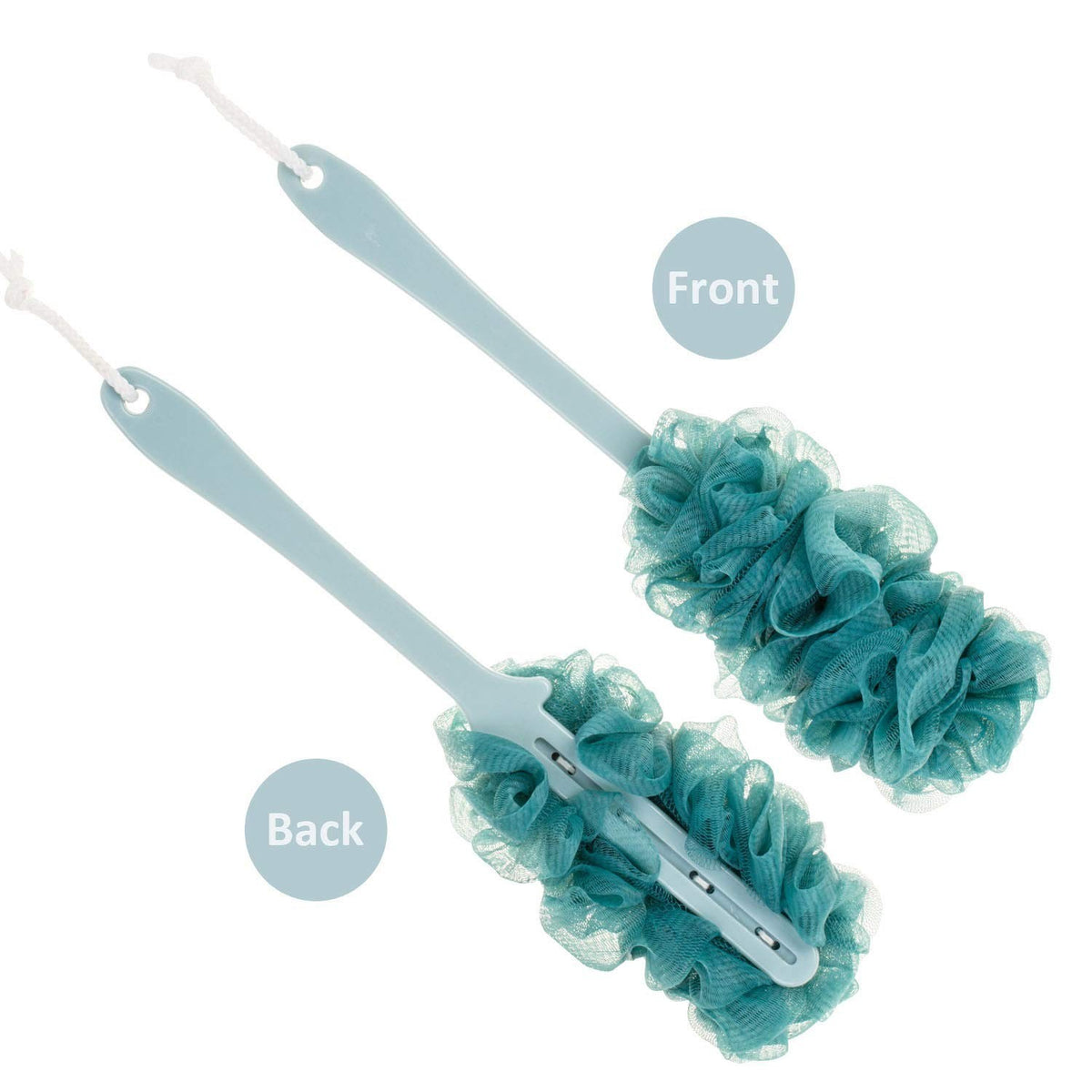 Long Handle Bath Scrubber with Soft Nylon Loofah for Full Body Cleaning