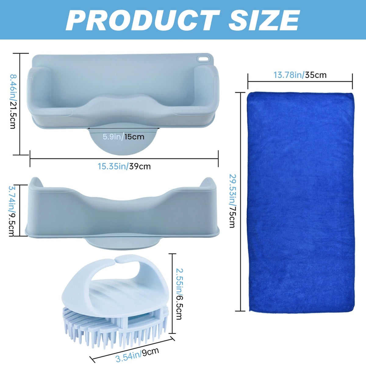 Portable Hair Washing Station Set Blue Shampoo Bowl for Sink