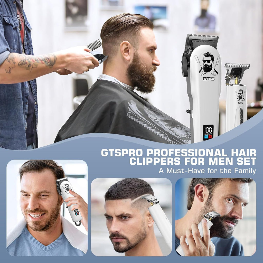 Men's Hair Clippers and Trimmer Set - Professional Cordless Grooming Kit