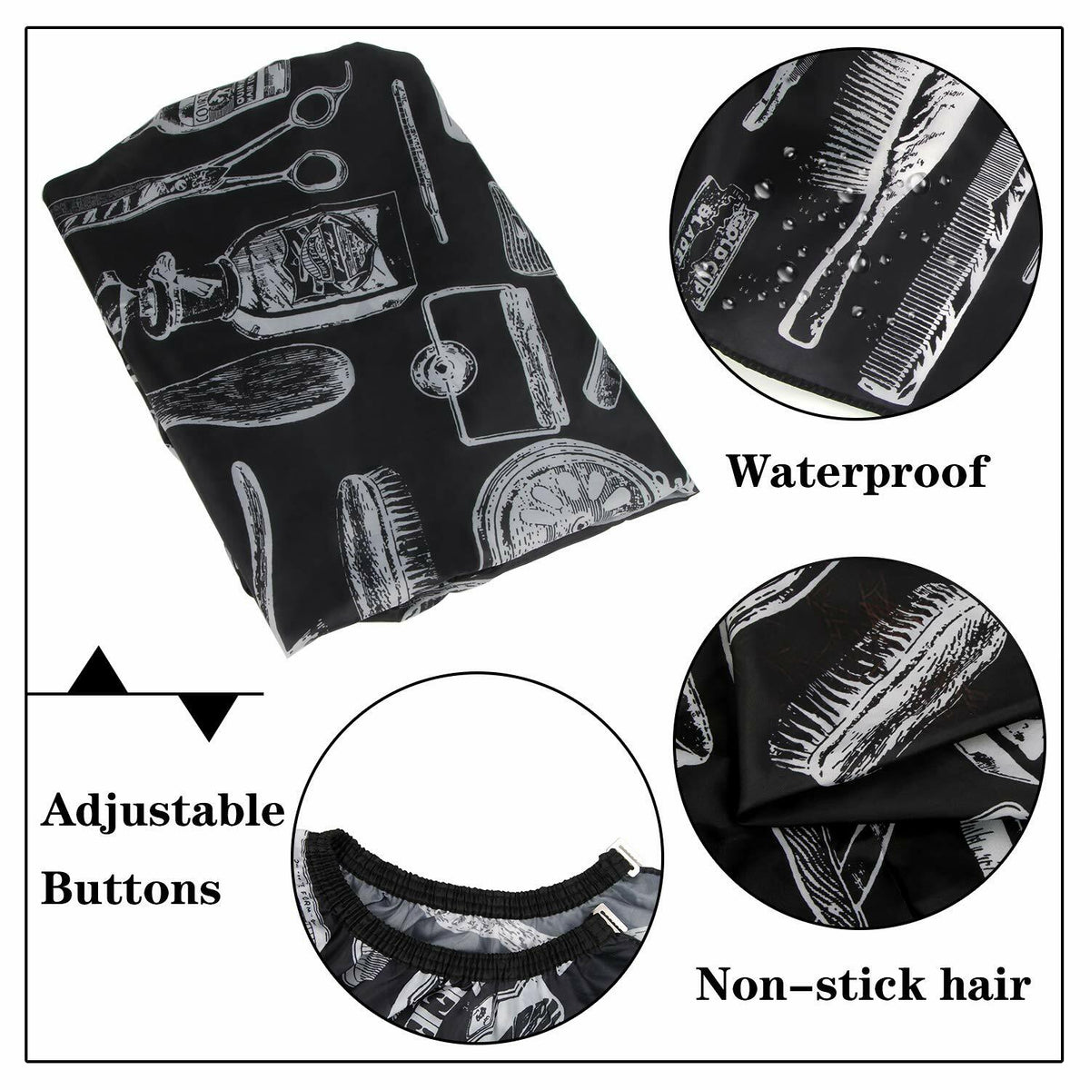 Professional Hair Cutting Cape Salon Barber Gown with Adjustable Neck Closure