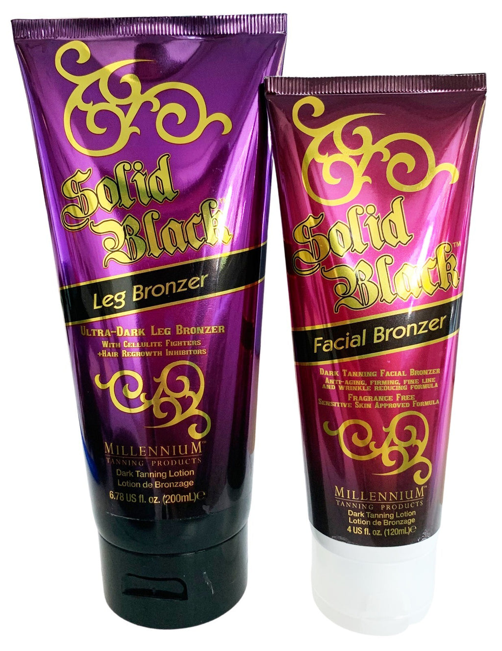 Anti-Aging Face & Leg Tanning Lotion Set - Black Bronzer with Cellulite Fighters