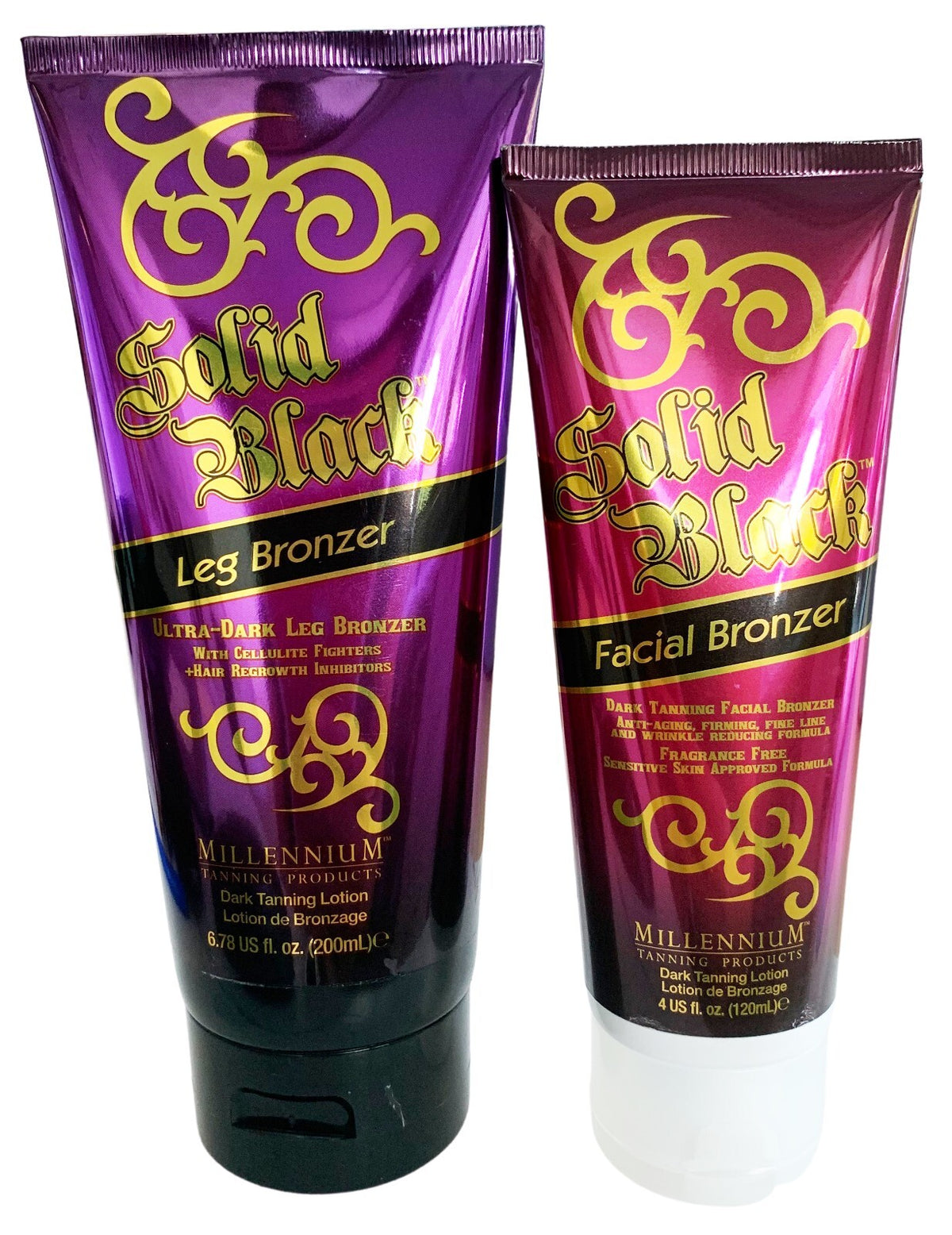 Anti-Aging Face & Leg Tanning Lotion Set - Black Bronzer with Cellulite Fighters