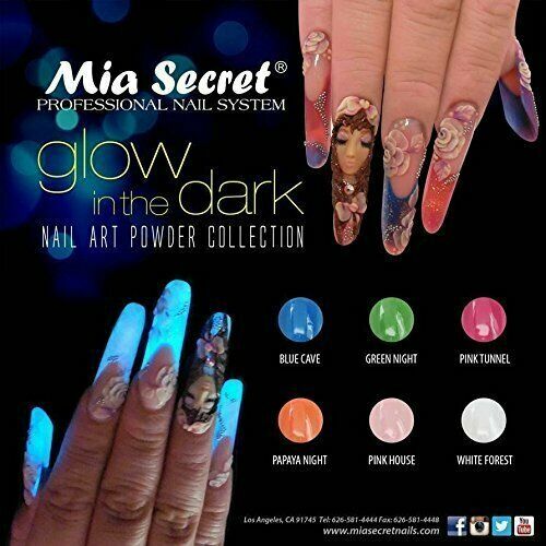 Nail Art Powder Set with Monomer 8oz & Glow in Dark 6 Colors for Nail Design