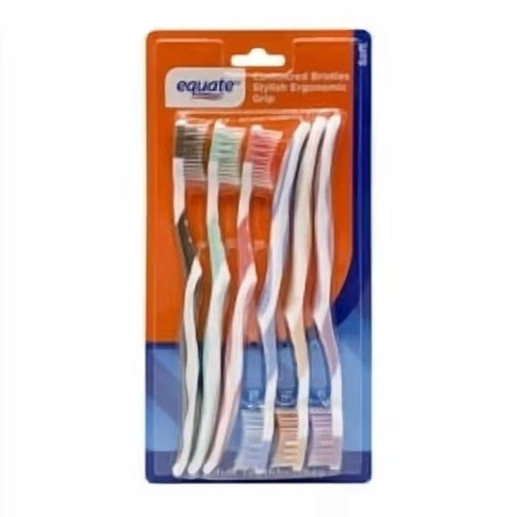 Manual Toothbrushes with Contoured Bristles & Ergonomic Handle - Soft, 6 Pack