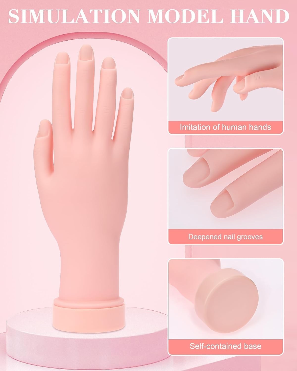 Flexible Nail Art Practice Hand for Manicure Training & Design