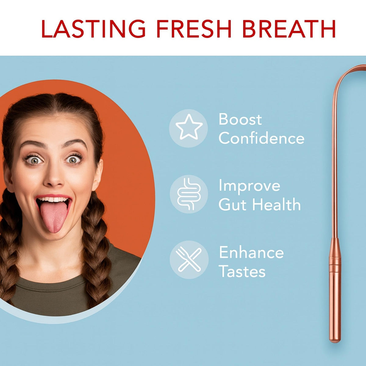Copper Tongue Scraper 2 Pack - Natural Oral Fresh Breath & Hygiene