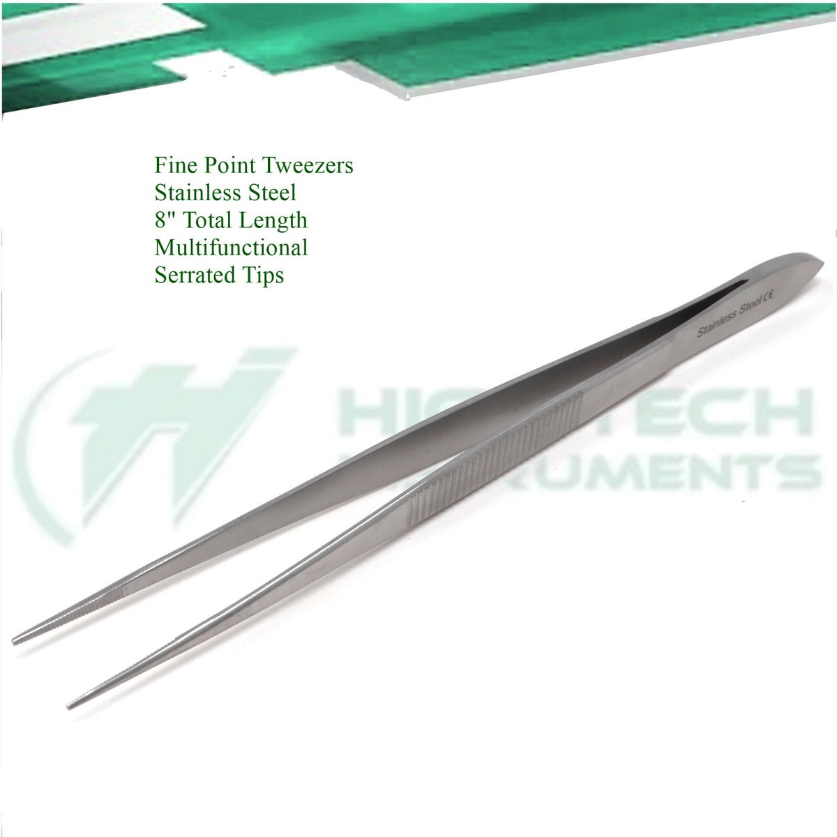 Precision Stainless Steel Tweezers for Eyelash Extensions - 8 Inches