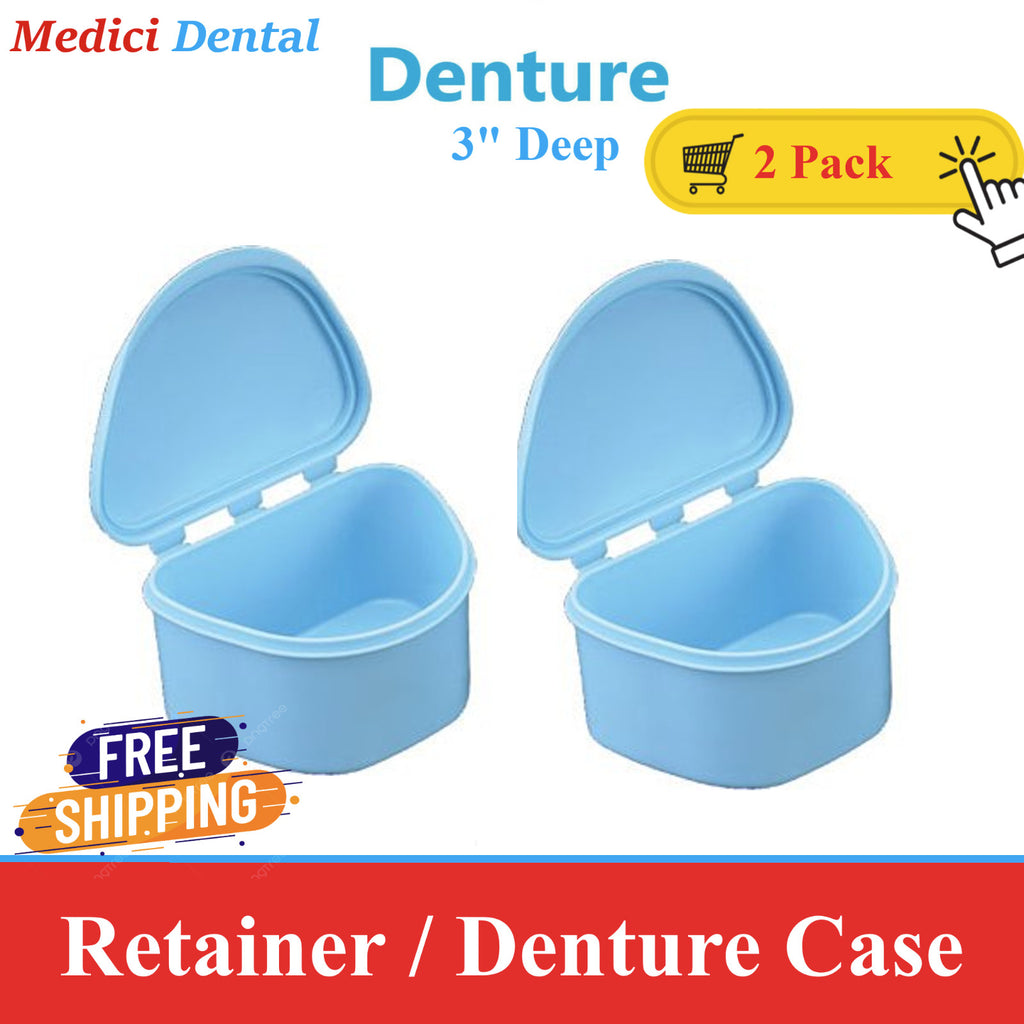 2-Pack Dental Denture Box & Retainer Case Carrier - Assorted Colors