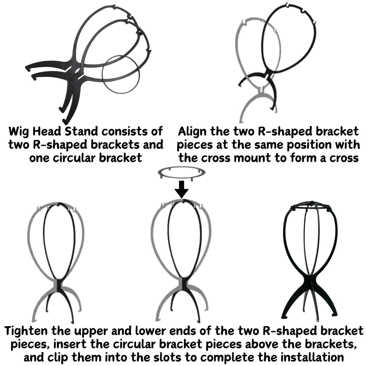 Portable Wig Head Stand Holder for Multiple Wigs and Hat Display