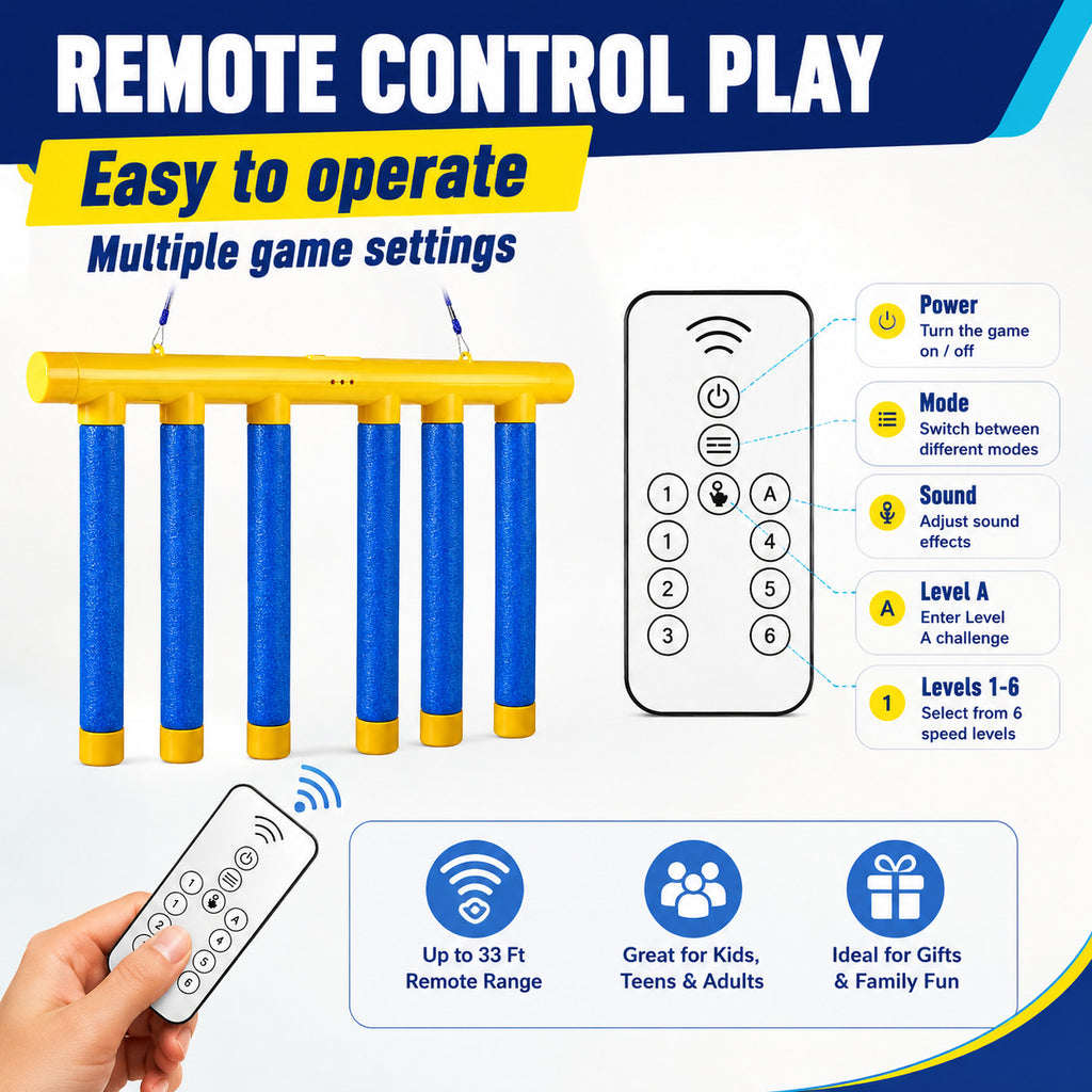 Electronic Hand Speed Reaction Game with Foam Sticks and Remote - Party & Family Fun