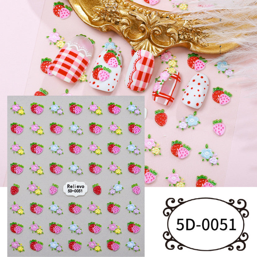 Nail Art Sticker Sheets with Butterfly, Bow, Star, and Fruit Designs - 100% Resin Decals
