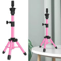 25 Inch Pink Adjustable Tripod Wig Stand for Display & Cosmetology
