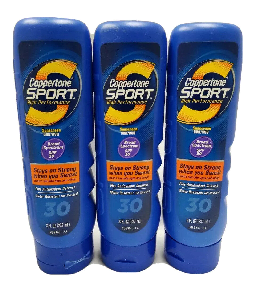 Coppertone Sport SPF 30 Water-Resistant Sunscreen Lotion - 8oz, Pack of 3