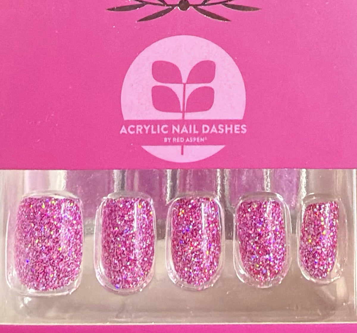 Pink Glitter Acrylic Short Squoval Nail Extensions - Red Aspen Eliette’s Lessons in Mindfulness