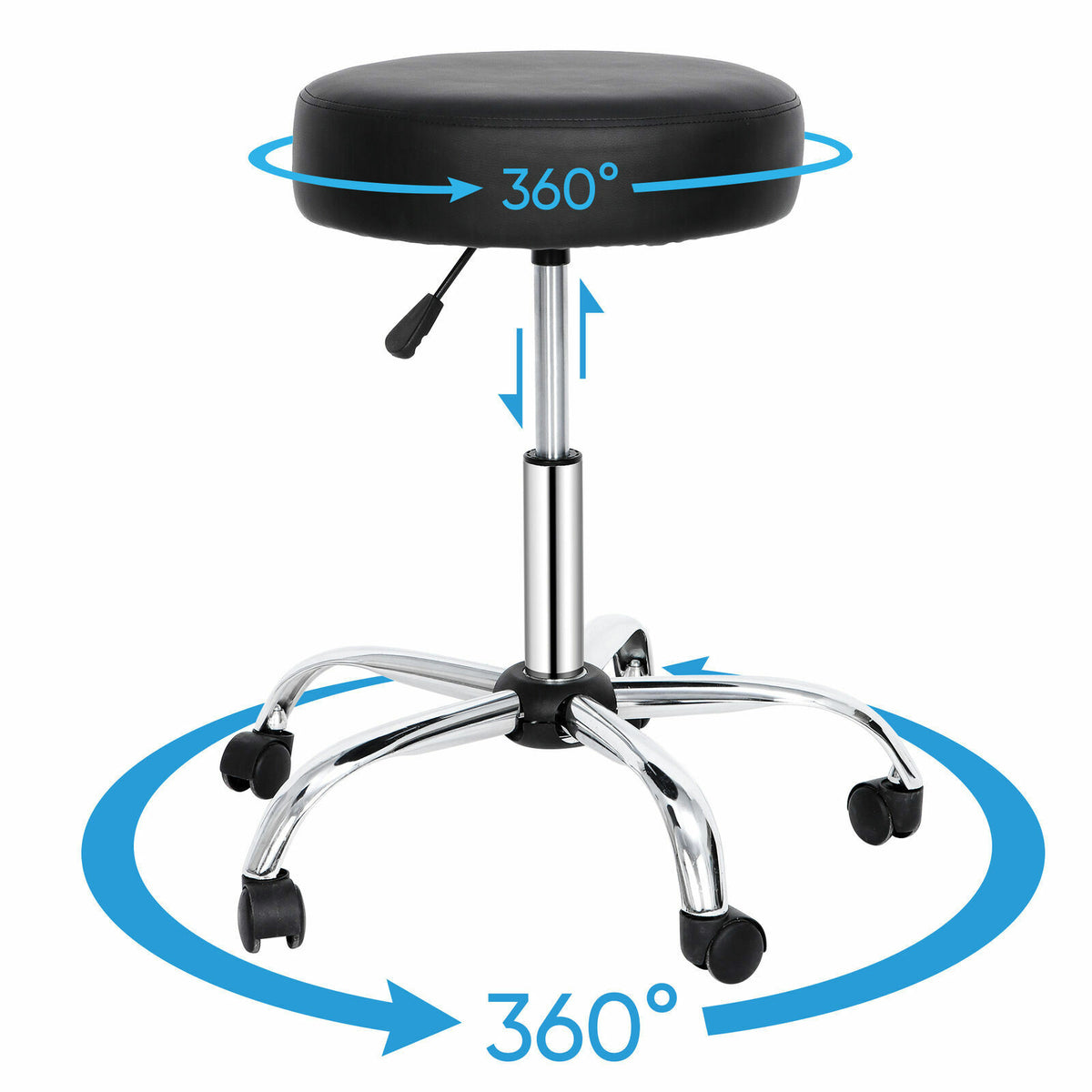 Adjustable Hydraulic Salon & Spa Stool with Swivel & Rolling Base